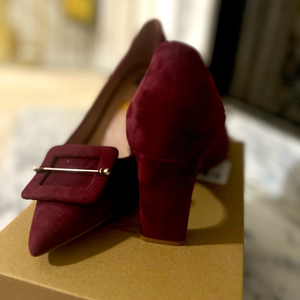 Zac Posen burgundy buckle shoes